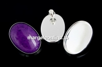 Earring findings, 925 silver, tray for cabochon 25x18mm, - x1pair