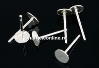Earring findings, tray 4mm, 925 silver - x1pair