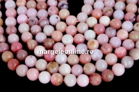 Margele opal roz, rotund, 8mm