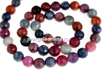 Margele mix safire si rubine naturale, rotund fatetat, 8mm