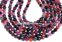 Margele mix safire si rubine naturale, rotund fatetat, 4mm