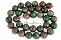 Margele granat verde natural, rotund, 12mm
