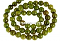 Margele granat grosular oliv natural, rotund, 7mm
