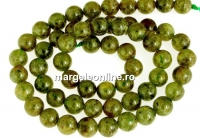 Margele granat grosular oliv natural, rotund, 7mm