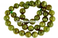 Margele granat grosular oliv natural, rotund, 10mm