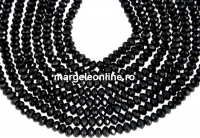 Margele spinel negru natural, rondele fatetate, 4mm
