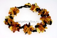 Bratara cu margele chihlimbar natural, chips, 5-10mm