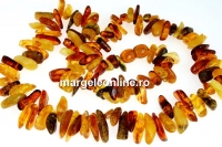 Colier cu margele chihlimbar natural, chips, 7-17mm