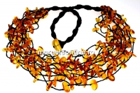 Colier cu margele chihlimbar natural, chips, 6-14mm
