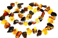Colier cu margele chihlimbar natural, chips, 10-15mm