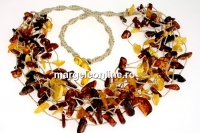 Colier cu margele chihlimbar natural, chips, 11-15mm
