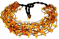 Colier cu margele chihlimbar natural, chips, 7-14mm