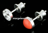 Tortite cercei argint 925, cabochon perla 6mm - x1per