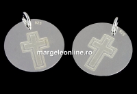 Charm cruce gravat, argint 925, 16.5mm - x1