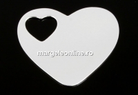 Pandantiv inima pentru gravat, argint 925, 17.5x15.5mm - x1