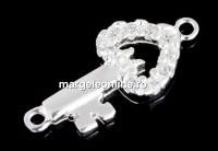 Link, heart, key, 925 silver, 17x7mm - x1