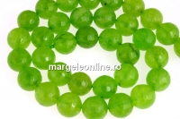 Margele cuart verde lime, rotund fatetat, 10mm