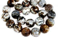 Margele agate crab fire, rotund fatetat, 16mm