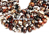 Agate, crab fire, round, intense red brown, 14x8-9mm