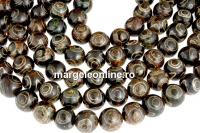 Margele agate ochi tibetane, rotund, 12mm