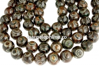 Margele agate ochi tibetane, rotund, 14mm