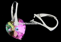 Earring findings, rhodium-plated 925 silver, 20x1.4mm - x1pair