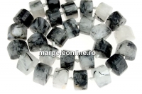 Margele cuart turmalinat, triunghi fatetat, 15.5mm