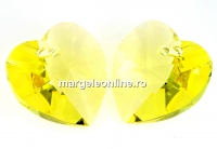 Swarovski, heart pendant, jonquil, 14mm - x2
