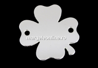 Link, engraved, clover, 925 silver, 18x18mm - x1