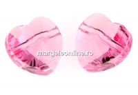 Swarovski, margele inima, light rose, 10mm - x2