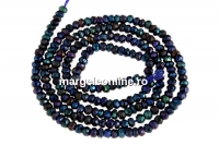Black spinel rainbow reflections, natural, faceted rondelle, 3mm