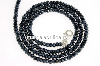 Black spinel hematite reflections, natural, faceted rondelle, 3mm