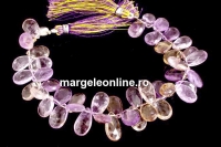 Ametrine, natural, faceted briolette, 12-15mm