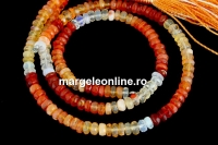 Mexican fireopal, natural stone, faceted rondelle, 4mm