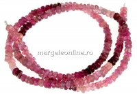 Pink tourmaline, natural stone, faceted rondelle, 3.7mm