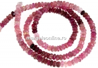 Pink tourmaline, natural stone, faceted rondelle, 4mm