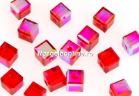 Swarovski, margele cub, light siam aurore boreale, 4mm - x2