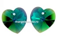 Swarovski, pandantiv inima, emerald aurore boreale, 18mm - x1