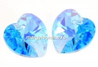 Swarovski, pandantiv inima, aquamarine aurore boreale, 18mm - x1