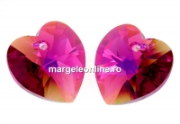 Swarovski, pandantiv inima, fuchsia aurore boreale, 10mm - x2