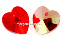 Swarovski, heart pendant, light siam AB, 14mm - x2
