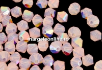 Swarovski, margele bicone, rose water opal AB, 4mm - x20