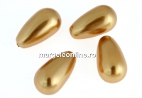 Swarovski drop pearls, bright gold, 11.5x6mm - x2