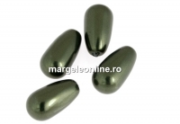 Perle Swarovski picatura, dark green, 11.5x6mm - x2