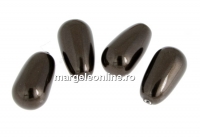 Swarovski drop pearls, deep brown, 11.5x6mm - x2