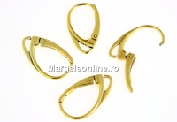 Earring findings, gold-plated 925 silver, 18mm - x1pair