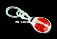 Pendant, ladybug, 925 silver, 12x5.5mm - x1