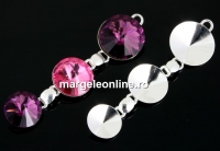 Earring base or pendant base 3 rivoli, 10-12-14mm, 925 silver - x1
