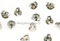Ear Nut clutch, rhodium-plated 925 silver - x2pairs