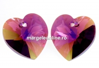 Swarovski, pandantiv inima, amethyst aurore boreale, 18mm - x1